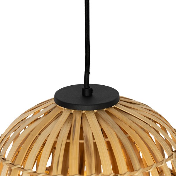 Lampă suspendată orientală neagră cu bambus natural cu 3 lumini - Pua