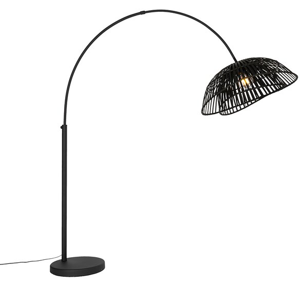 Lampă arcadă orientală din bambus negru - Pua