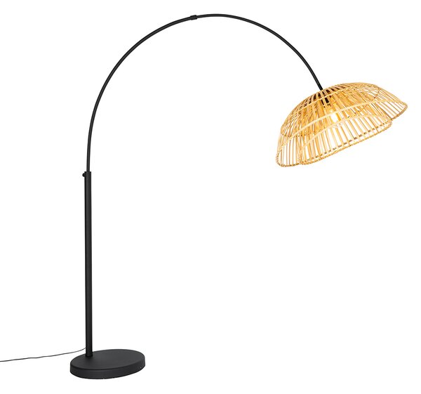 Lampă arcadă orientală neagră cu bambus natural - Pua