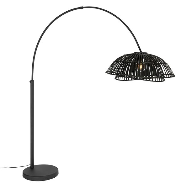 Lampă arcadă orientală din bambus negru - Pua