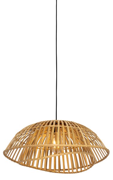 Lampă suspendată orientală neagră cu bambus natural 62 cm - Pua