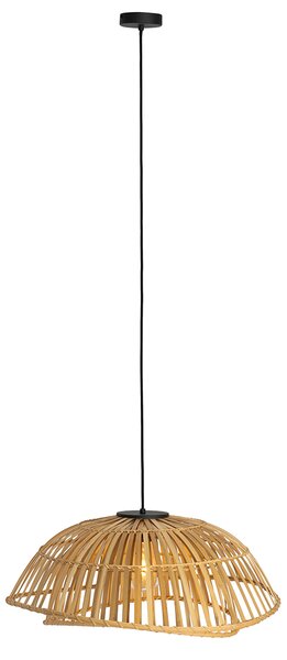 Lampă suspendată orientală neagră cu bambus natural 62 cm - Pua