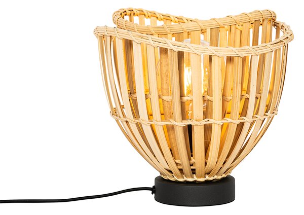 Lampă de masă orientală neagră cu bambus natural - Pua
