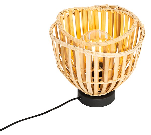 Lampă de masă orientală neagră cu bambus natural - Pua