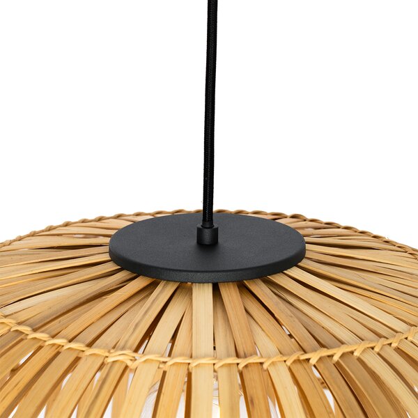 Lampă suspendată orientală neagră cu bambus natural 62 cm - Pua