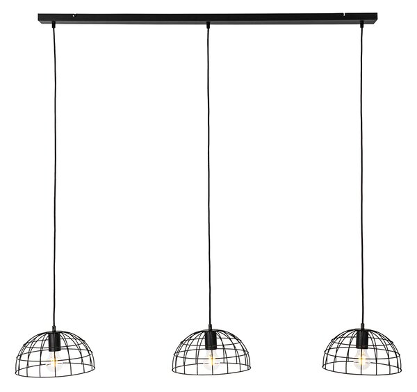 Lampă suspendată industrială neagră cu 3 lumini - Hanze