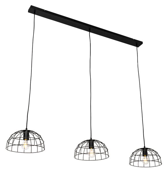 Lampă suspendată industrială neagră cu 3 lumini - Hanze