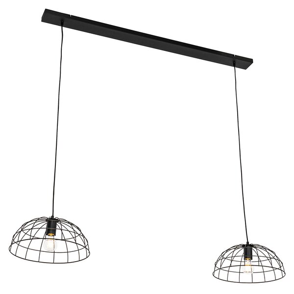 Lampă suspendată industrială neagră cu 2 lumini - Hanze