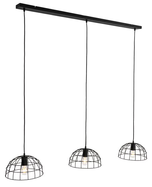 Lampă suspendată industrială neagră cu 3 lumini - Hanze
