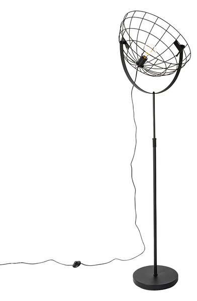 Lampă de podea industrială neagră 50 cm reglabilă - Hanze