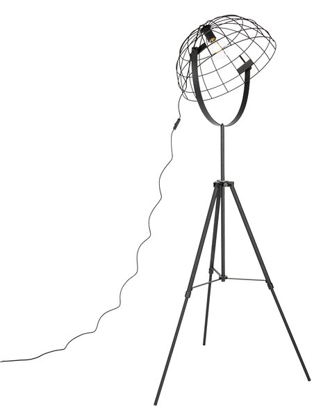 Lampă de podea industrială cu trepied neagră 50 cm reglabilă - Hanze