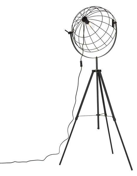 Lampă de podea industrială cu trepied neagră 50 cm reglabilă - Hanze