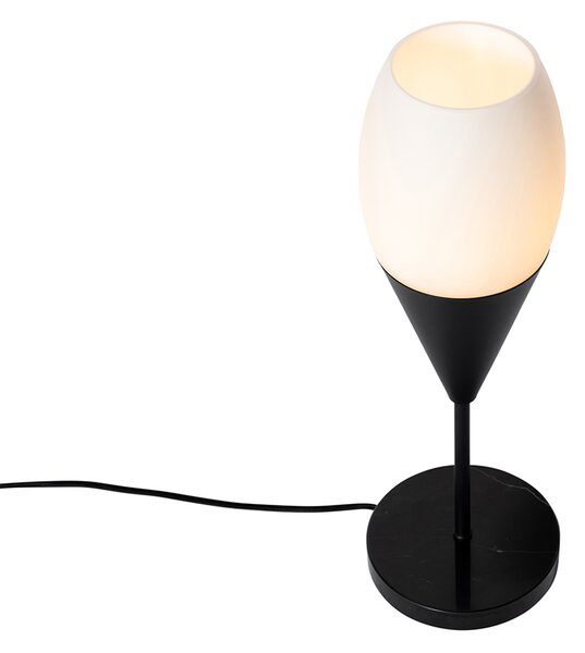 Lampă de masă modernă neagră cu sticlă opalescentă - Drop