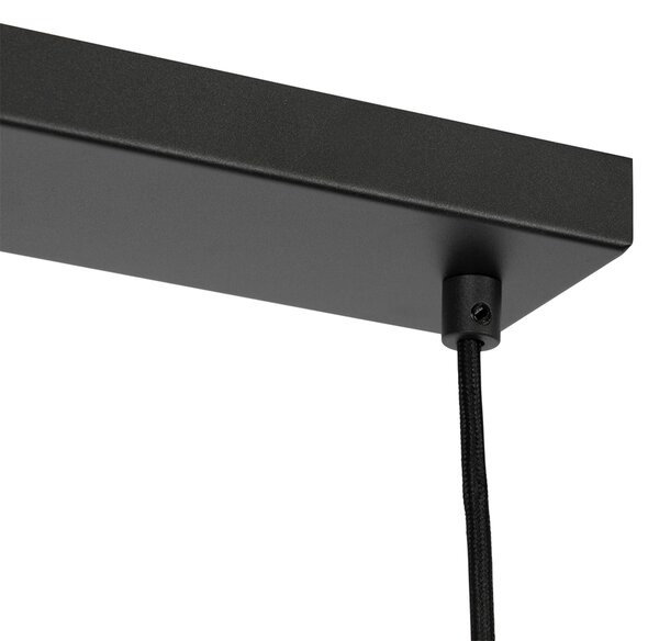 Lampă modernă suspendată neagră cu sticlă opalescentă 4 lumini - Drop