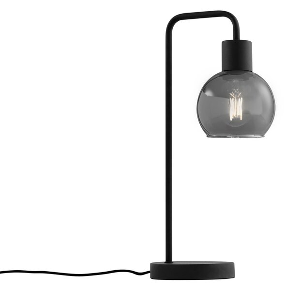 Lampă de masă Art Deco neagră cu sticlă fumurie - Vidro