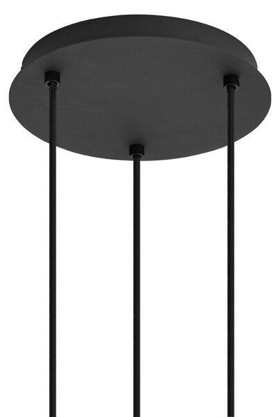 Lampă suspendată Art Deco neagră cu sticlă fumurie rotundă cu 3 lumini - Vidro
