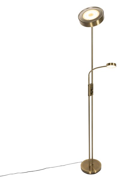Lampă de podea din bronz cu LED și dimmer, cu lampă de citit - Kelso
