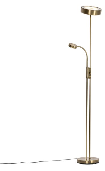 Lampă de podea din bronz cu LED și dimmer, cu lampă de citit - Kelso