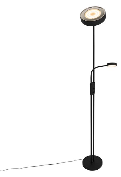 Lampă de podea neagră inclusiv LED și dimmer cu lampă de citit - Kelso