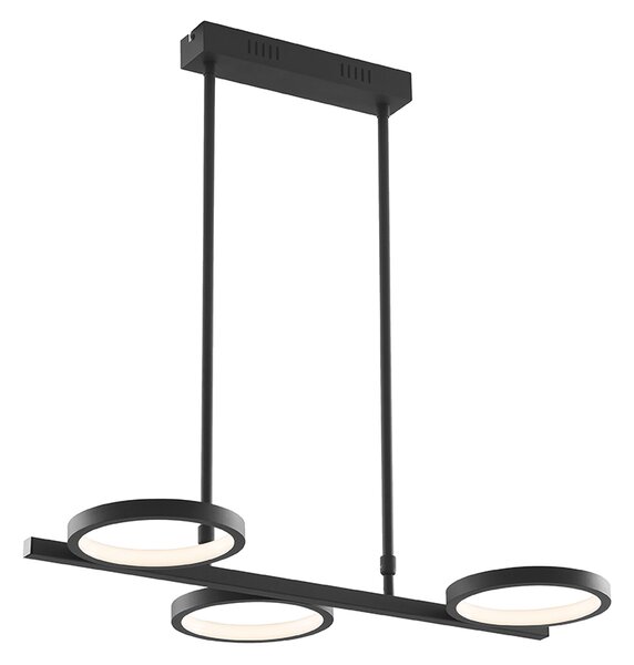 Lampă modernă suspendată neagră inclusiv LED cu 3 trepte de reglare a intensității luminii, 3 lumini - Vivé