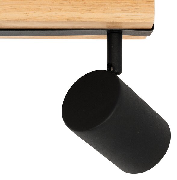Spot inteligent de tavan negru cu lemn 2 lumini reglabil cu Wifi GU10 50mm - Jeana