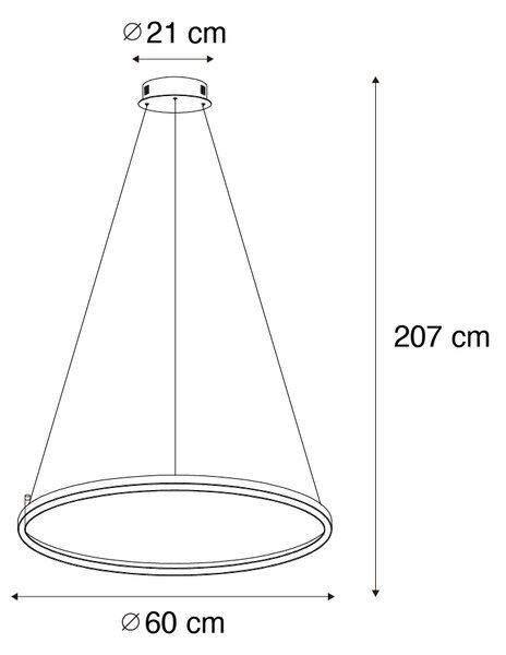 Lampă suspendată bronz 60 cm inclusiv LED cu dimmer pe 3 trepte - Girello