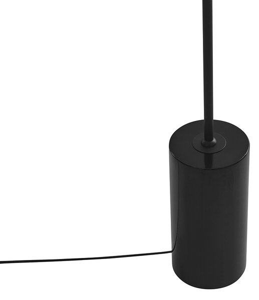 Lampa de podea Art Deco neagră cu sticlă fumurie - Rid