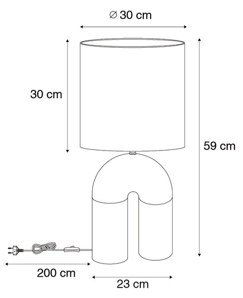 Lampă de masă de design verde cu abajur din in alb - Lotti
