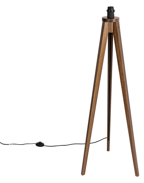 Lampă de podea rustică cu trepied din lemn de nuc - Tripod Classic