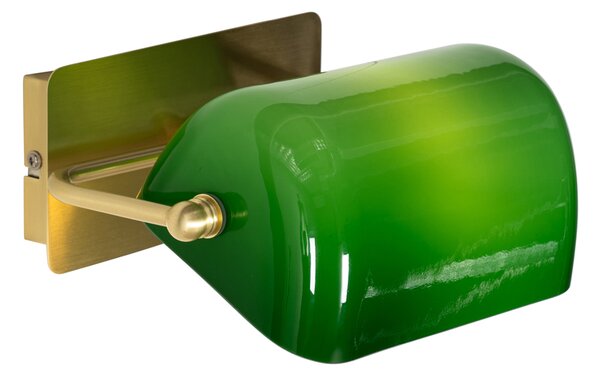 Aplică clasică de perete din alamă cu sticlă verde - Banker