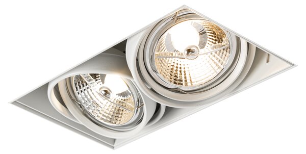 Set de 6 spoturi încastrate albe GU10 70mm cu 2 lumini fără ramă - Oneon