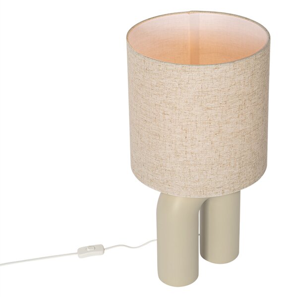 Lampa de masă de design bej cu abajur din in bej - Lotti