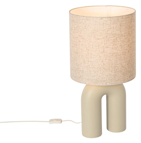 Lampa de masă de design bej cu abajur din in bej - Lotti