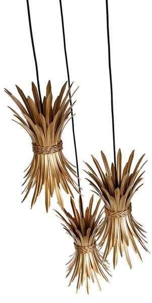 Lampă suspendată Art Deco aurie cu 3 lumini - Wesley