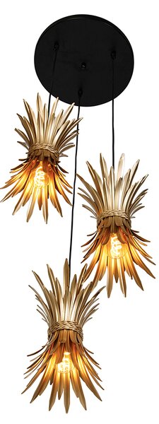 Lampă suspendată Art Deco aurie cu 3 lumini - Wesley