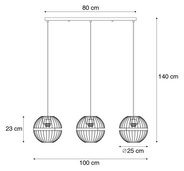 Lampă modernă cu pandantiv neagră cu 3 lumini - Sphaera