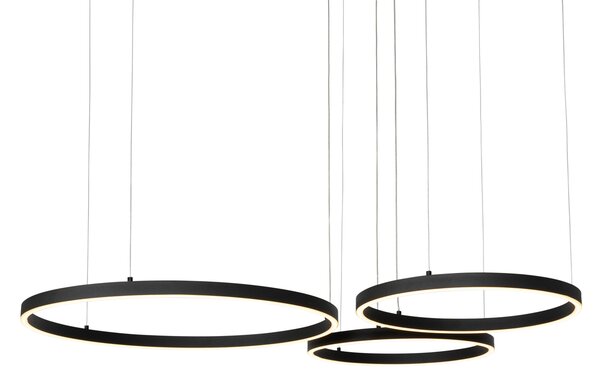 Lampă suspendată neagră cu LED cu dimmer în 3 trepte, 3 lumini - Anello