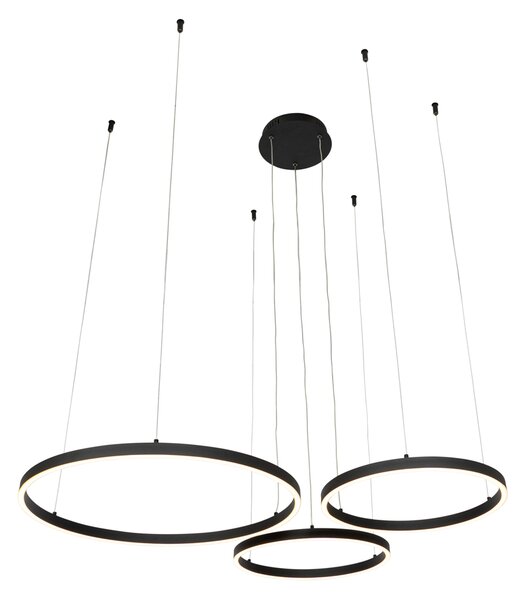 Lampă suspendată neagră cu LED cu dimmer în 3 trepte, 3 lumini - Anello