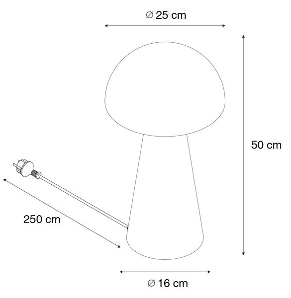 Lampă de podea pentru exterior neagră 50 cm - Mushroom