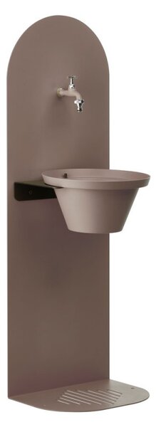 Cișmea de grădină cu picior, robinet alamă, oală din aluminiu, gri