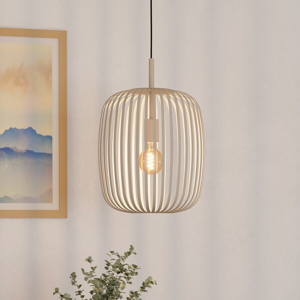 EGLO Lampă suspendată Romazzina, bej, Ø 33 cm, metal, E27, reglabil, Bej, Camera de zi / sufragerie, Metal, Modern