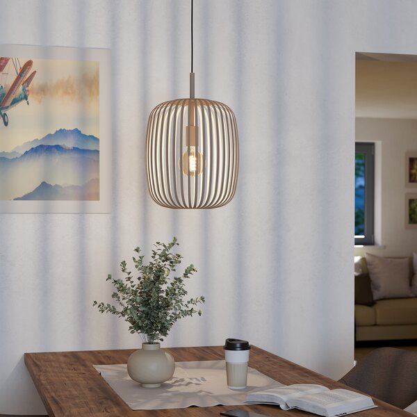 EGLO Lampă suspendată Romazzina, bej, Ø 33 cm, metal, E27, reglabil, Bej, Camera de zi / sufragerie, Metal, Modern