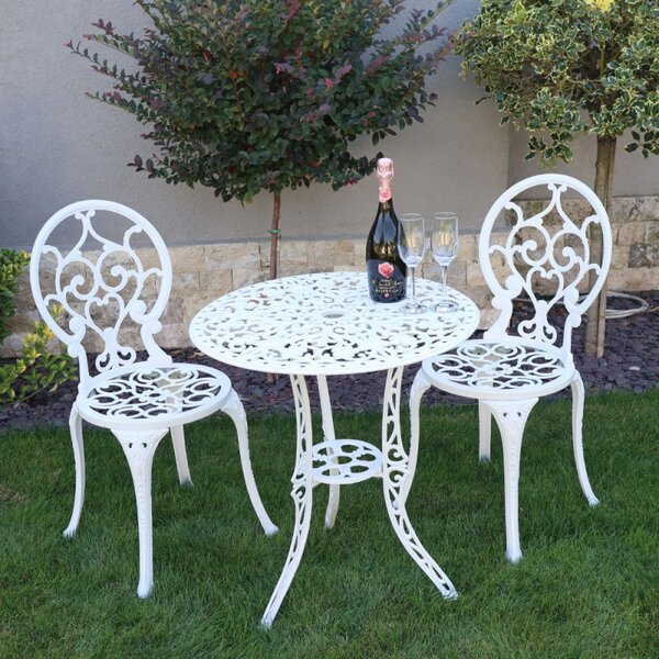 Set mobilier grădină din aluminiu cu 2 scaune Carina, alb