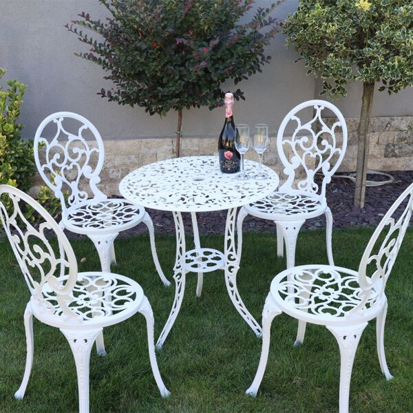 Set mobilier grădină din aluminiu cu 4 scaune Carina, alb