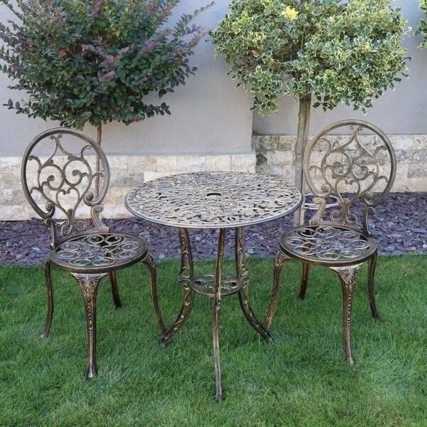 Set mobilier grădină din aluminiu cu 2 scaune Carina, negru-auriu
