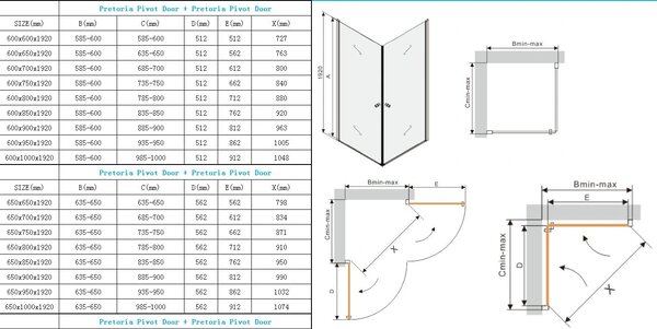 Cabină de duș Mexen Pretoria DUO 70x70cm, sticlă 6mm, profil crom-sticlă gri, 852-070-070-02-40