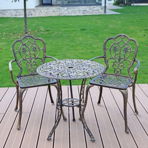 Set mobilier grădină din aluminiu cu 2 scaune Silva, negru-auriu