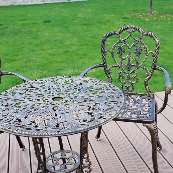 Set mobilier grădină din aluminiu cu 2 scaune Silva, negru-auriu