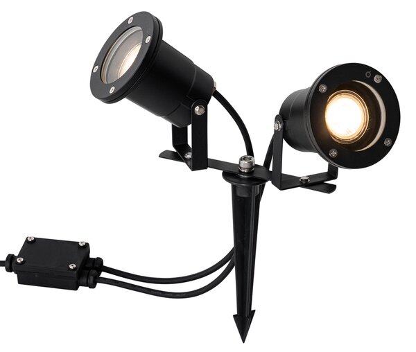 Spot modern de grădină negru, cu cablu și ștecher incluse, 150 cm, 2 lumini, IP65 - Basic