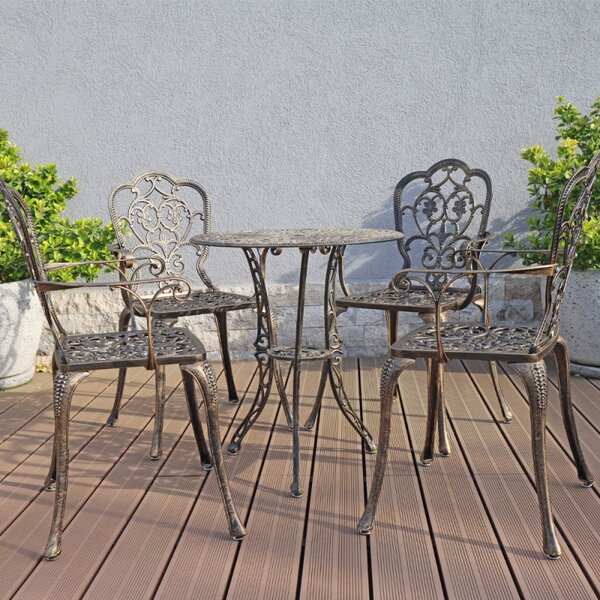Set mobilier grădină din aluminiu cu 4 scaune Silva, negru-auriu
